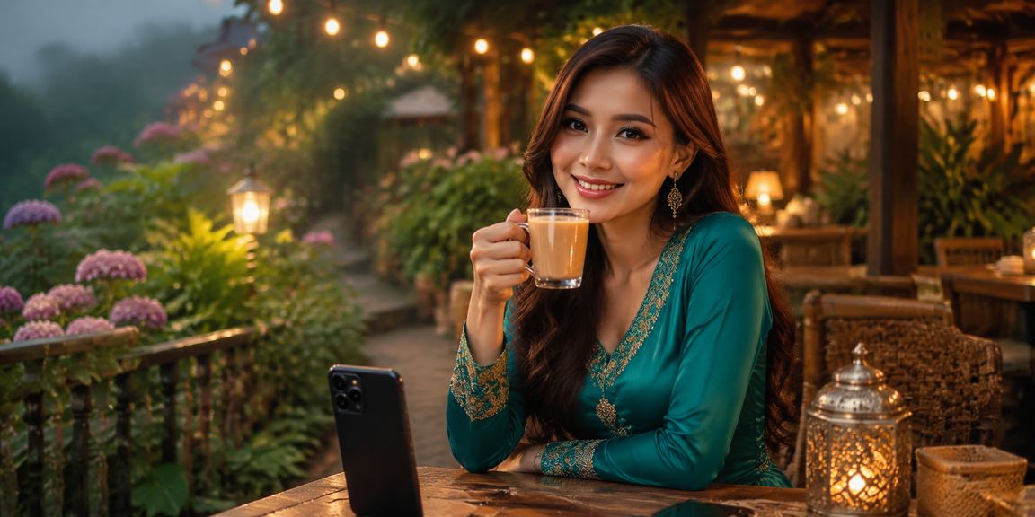 Pemain kasino mudah alih semasa Hari Raya di Malaysia dengan suasana meriah
